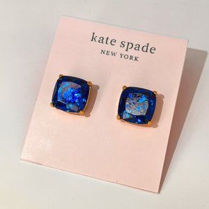 Kate Spade Small Square Stud Earrings in Navy Glitter